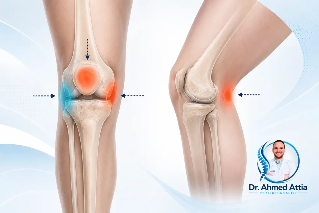 أسباب ألم الركبة: متى يكون خطيرًا وكيف يتم علاجه؟ أماكن ألم الركبة ودلالة الألم في مقدمة الركبة وخلفها