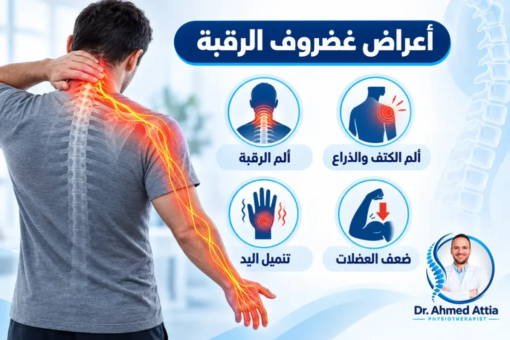 أعراض غضروف الرقبة وألم الكتف والذراع وتنميل اليد