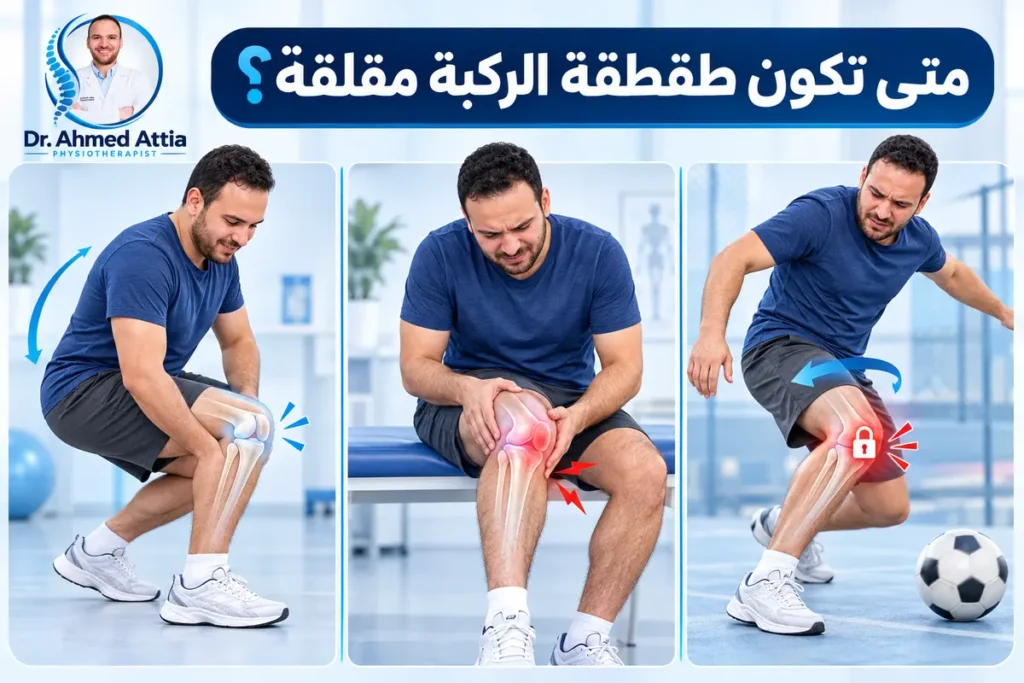 علامات طقطقة الركبة المقلقة مع الألم والتورم
