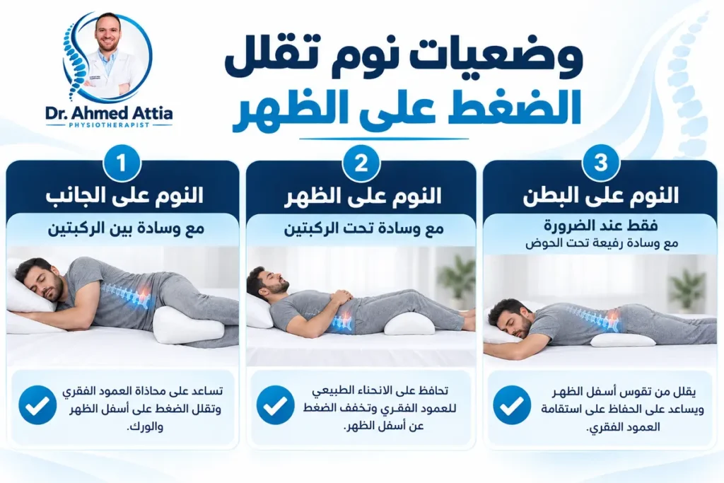 وضعيات نوم تقلل الضغط على أسفل الظهر